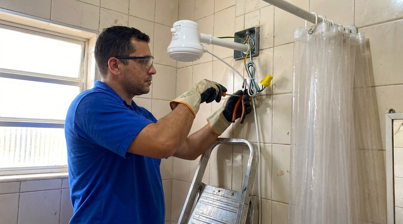 Instalacao de chuveiro eletrico residencial em Atibaia‑SP