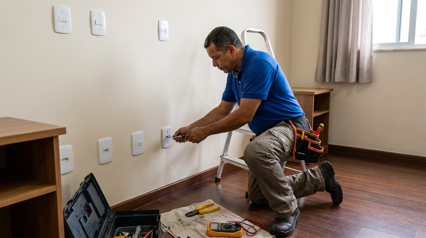 Instalacao de tomada e interruptor residencial em Atibaia‑SP
