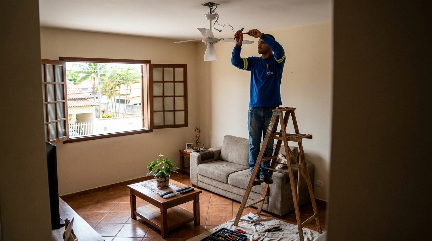 Instalacao de ventilador de teto profissional em Atibaia‑SP